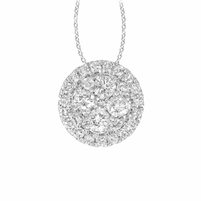 9ct White Gold 1/2 Carat Diamond Cluster Pendant on 45cm Chain