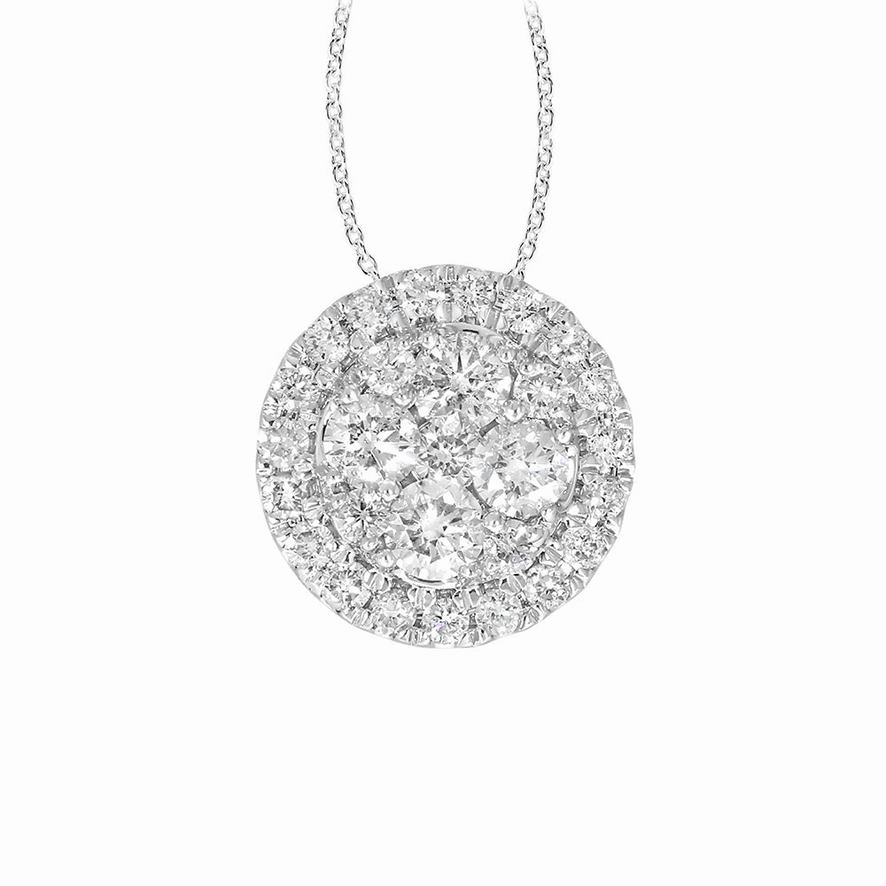 9ct White Gold 1/2 Carat Diamond Cluster Pendant on 45cm Chain