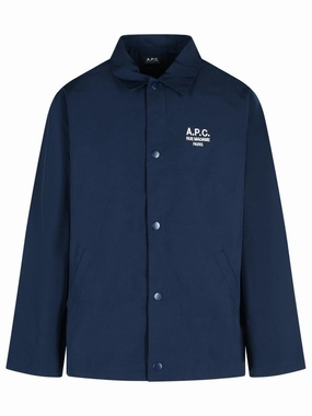 'Regis' Navy Polyester Blend Shirt