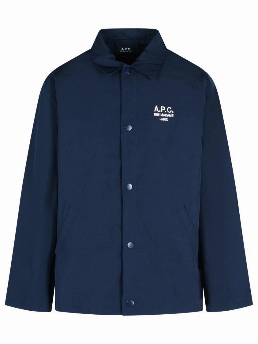 'Regis' Navy Polyester Blend Shirt