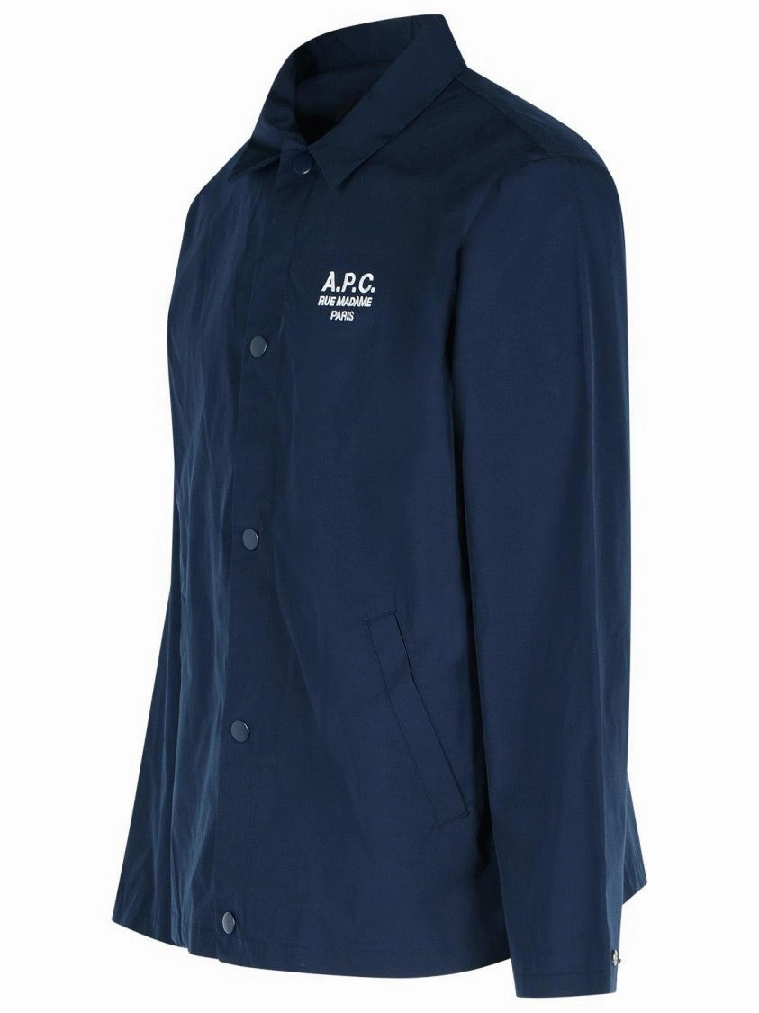 'Regis' Navy Polyester Blend Shirt