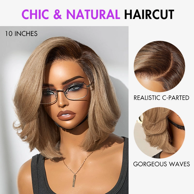 Ash Blonde Layered Bob Human Hair Wig Glueless Minimalist HD Lace Short Blonde Wig Pre-Cut Lace - US ONLY