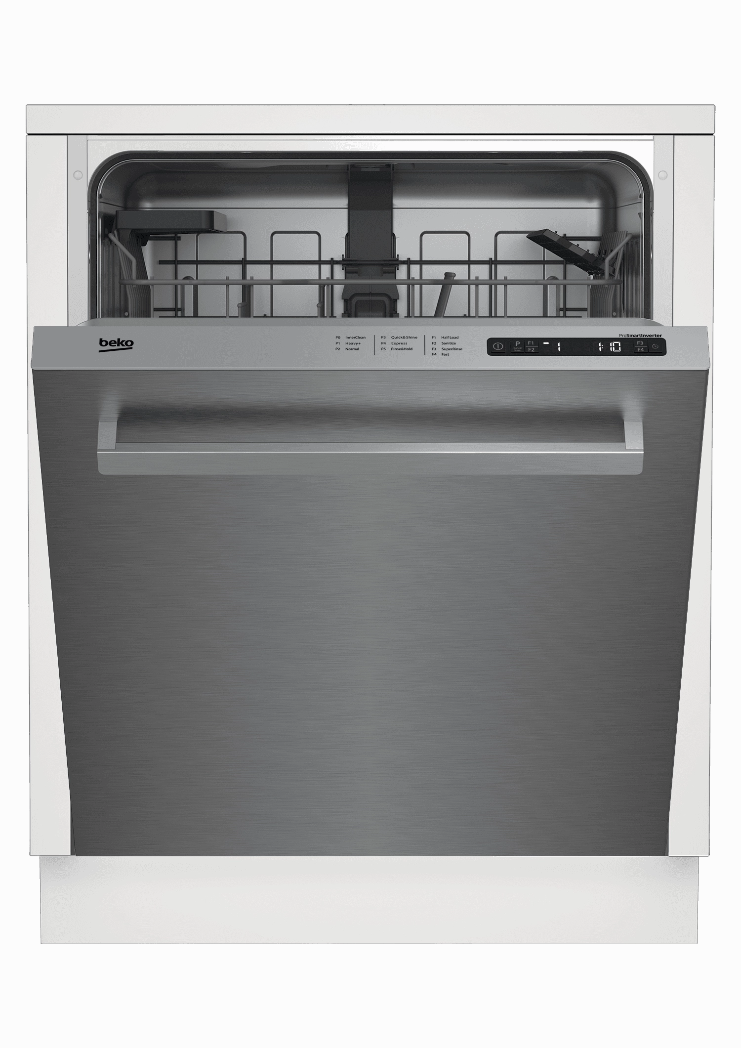 Beko DDN25401X Full Size Stainless Dishwasher, 14 Place Settings, 48 Dba, Top Control