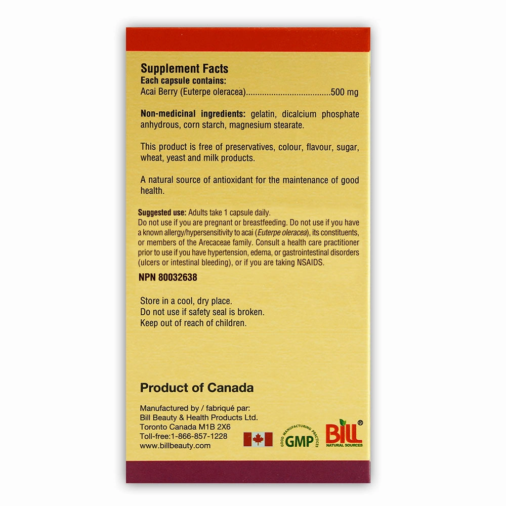 BILL Natural Sources® Brazil Açai Berry Antioxidant  500mg capsules
