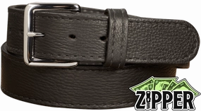 Black American Bison Money Belt With 25" Zipper 1.50" Wide