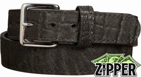 Black Elephant Money Belt With 25" Zipper 1.50" Wide