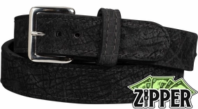 Black Hippopotamus Money Belt With 25" Zipper 1.50" Wide