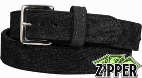 Black Hippopotamus Money Belt With 25" Zipper 1.50" Wide