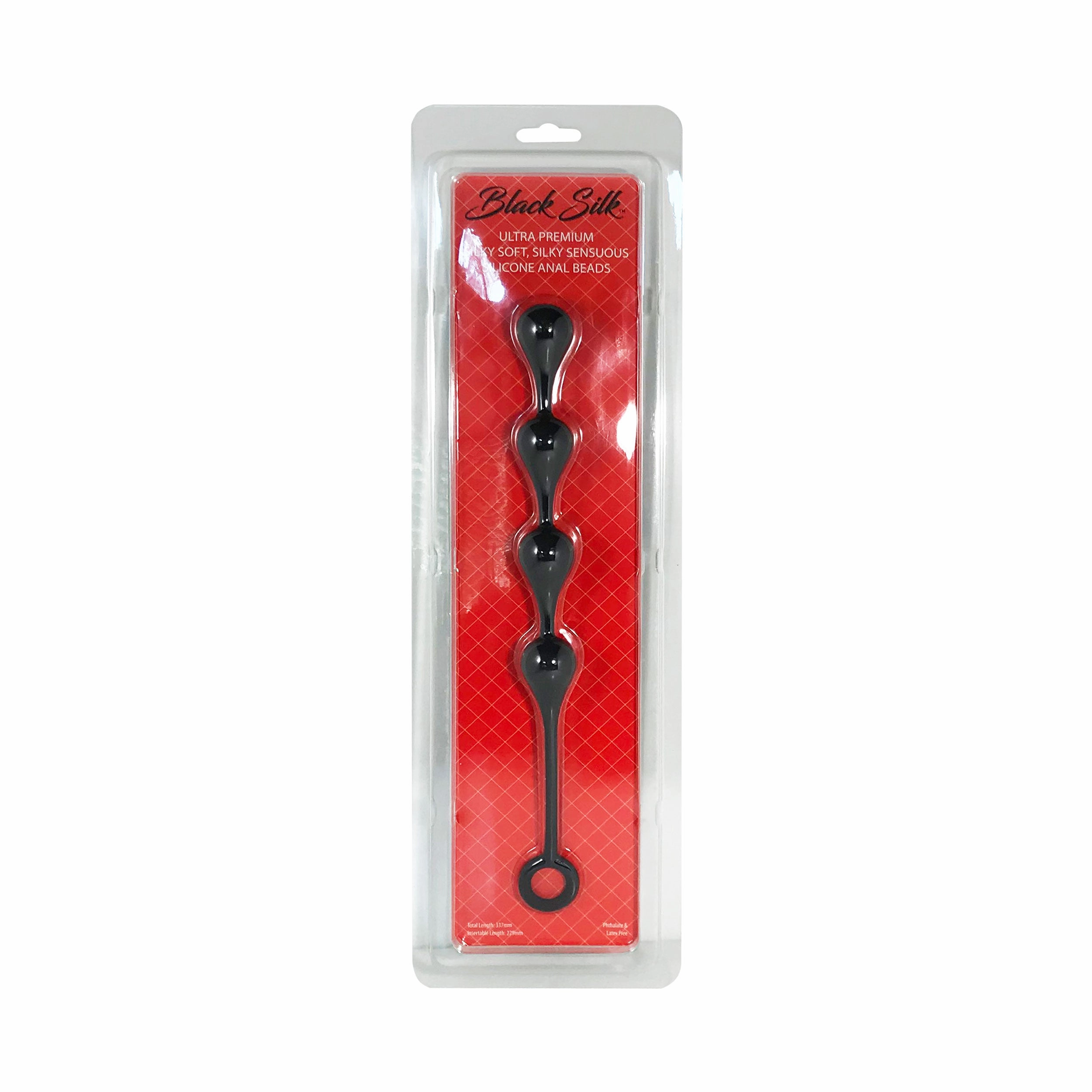 Black Silk Medium 4 Teardrop Anal Beads