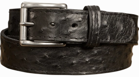 Black South African Ostrich Skin Max Thickness Gun Belt