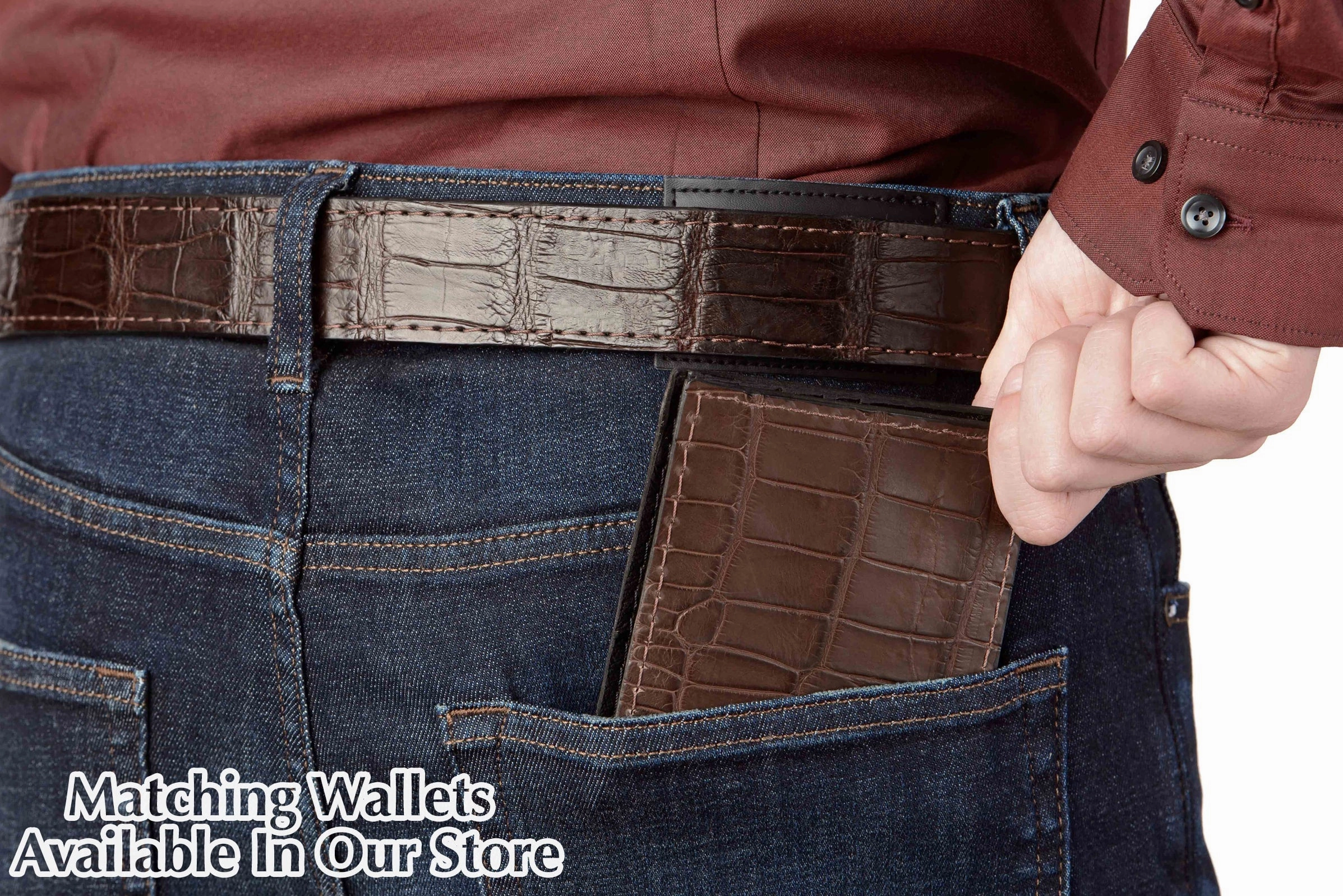 Brown American Alligator Money Belt With 25" Zipper 1.50" Wide
