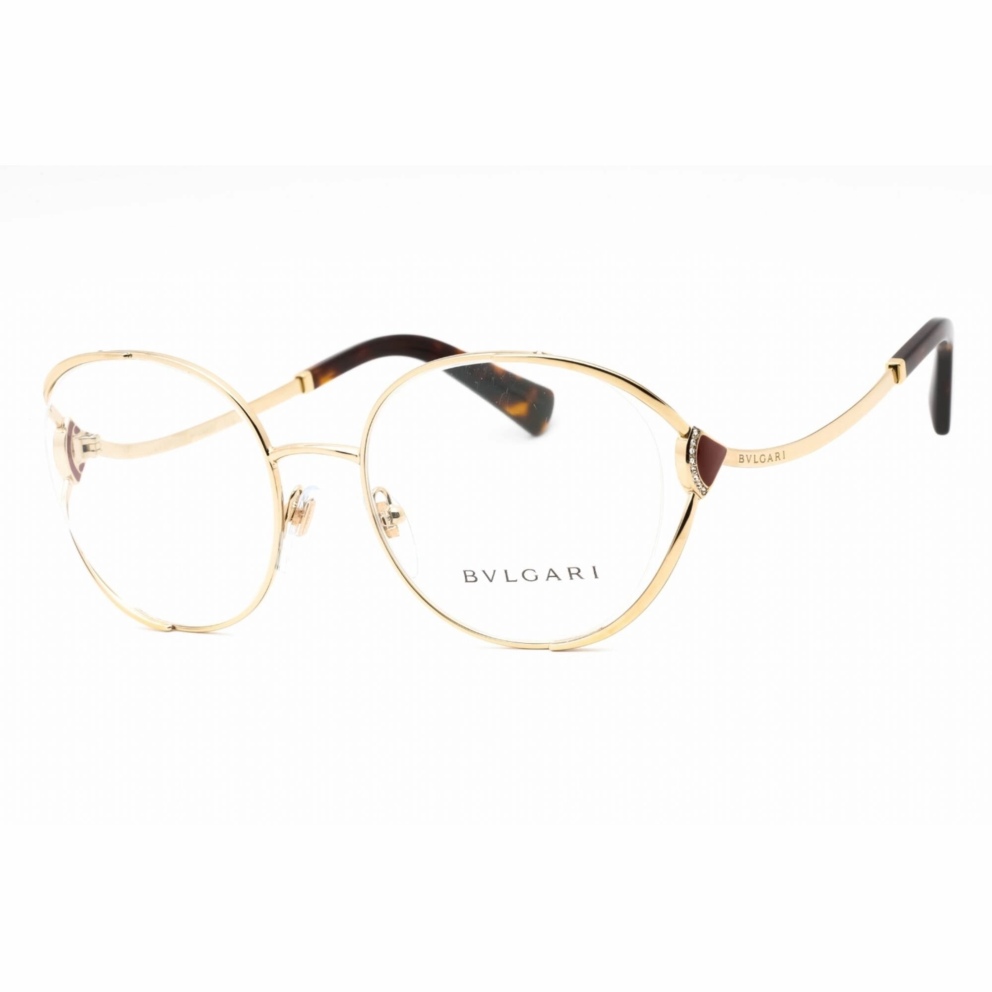 Bvlgari Women's Eyeglasses - Pale Gold Metal Full Rim Round Shape Frame | 0BV2245B 278