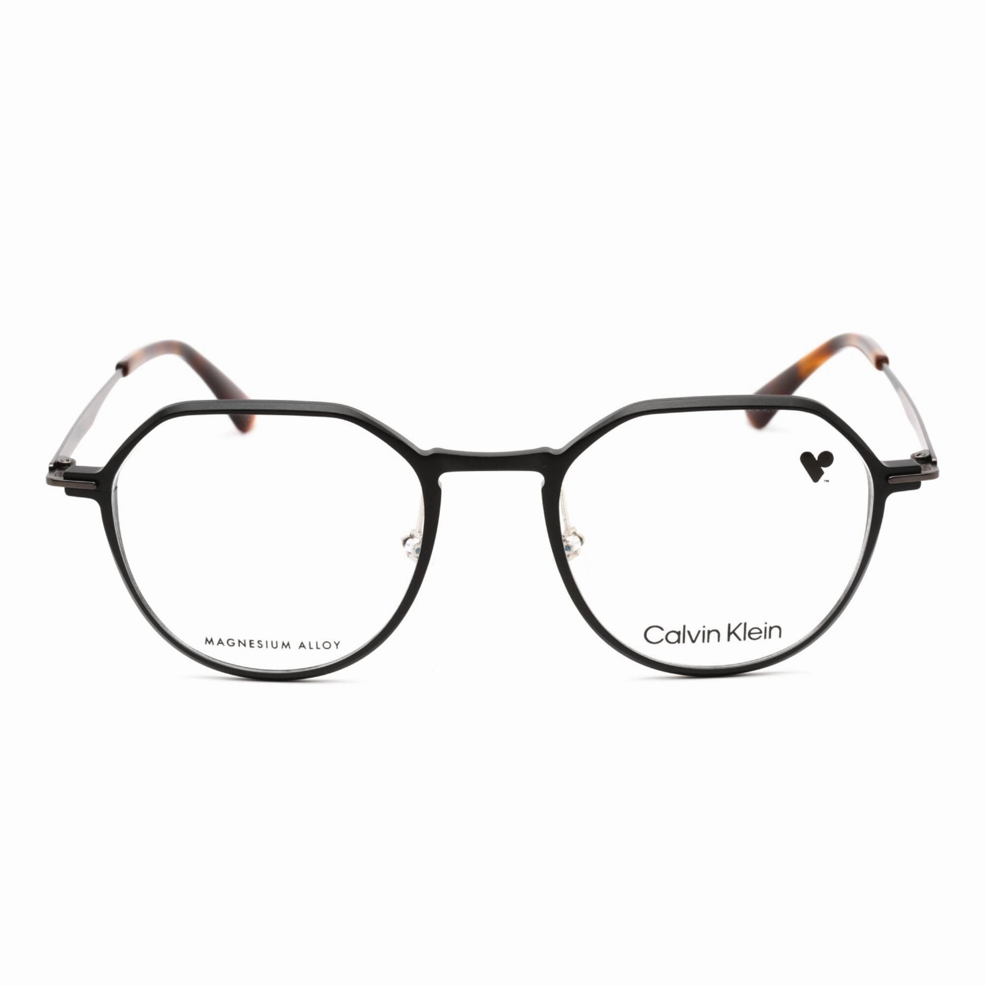 Calvin Klein Unisex Eyeglasses - Clear Demo Lens Black Metal Round Frame | CK22100 001