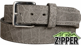 Charcoal Gray Elephant Money Belt With 25" Zipper 1.50" Wide