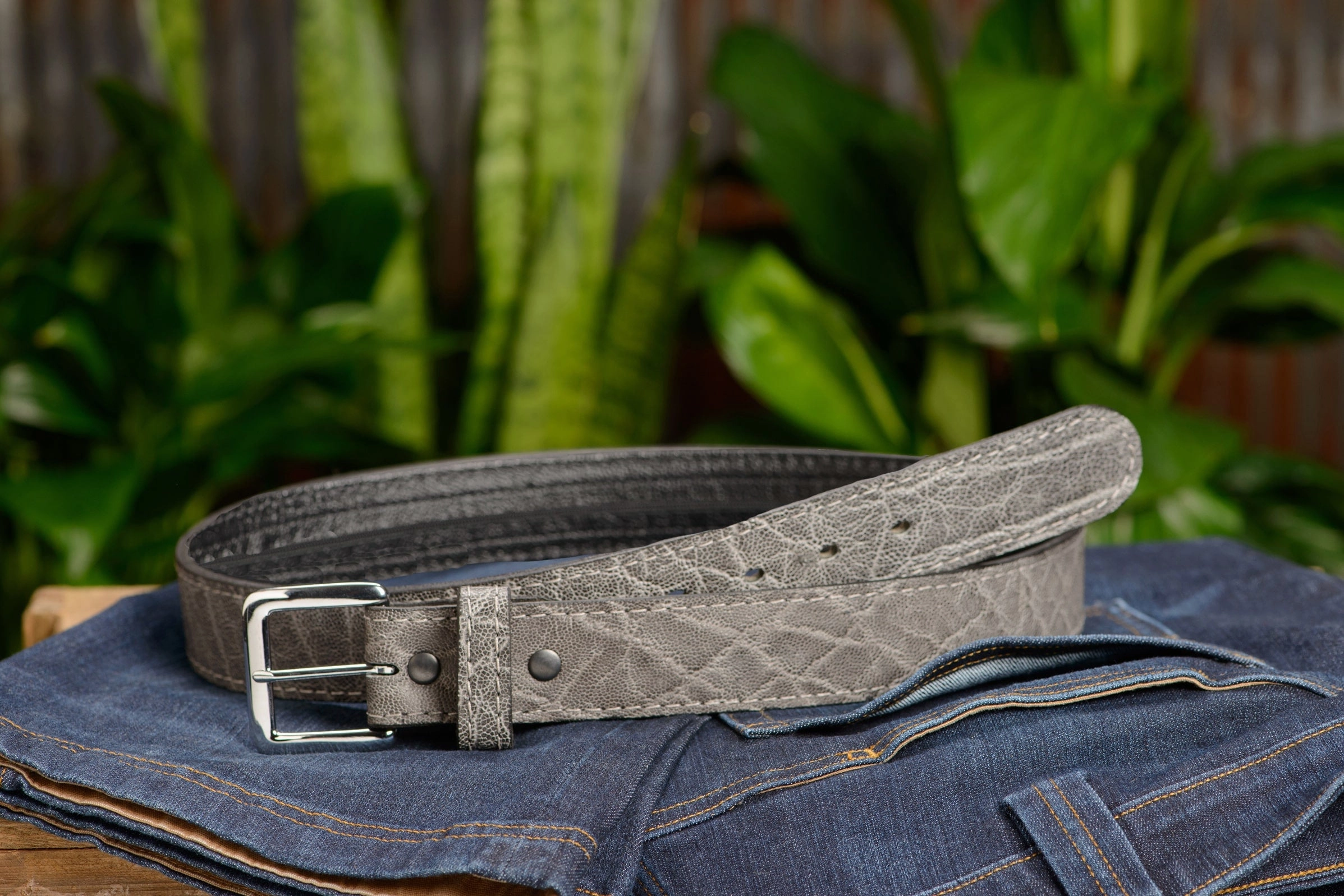Charcoal Gray Elephant Money Belt With 25" Zipper 1.50" Wide