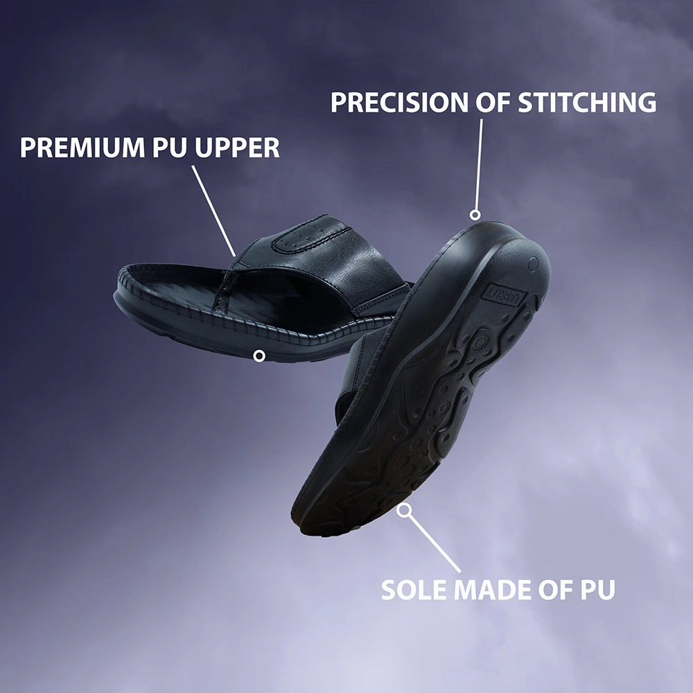 Coolers Black Casual Slipper For Men META-1 By Liberty