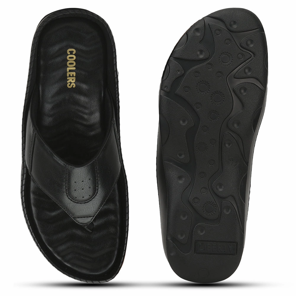 Coolers Black Casual Slipper For Men META-1 By Liberty
