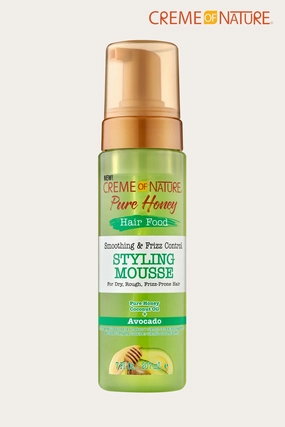 CREME OF NATURE PURE HONEY HAIR FOOD SMOOTHING & FRIZZ CONTROL STYLING MOUSSE AVOCADO 7oz