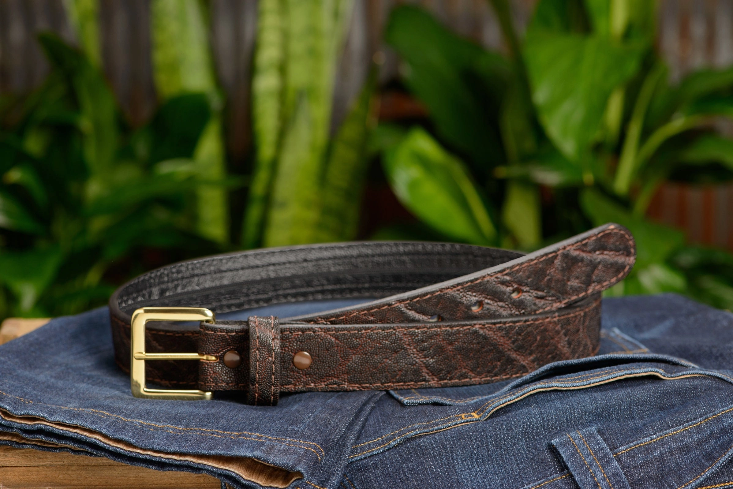 Dark Brown Elephant Money Belt With 25" Zipper 1.50" Wide