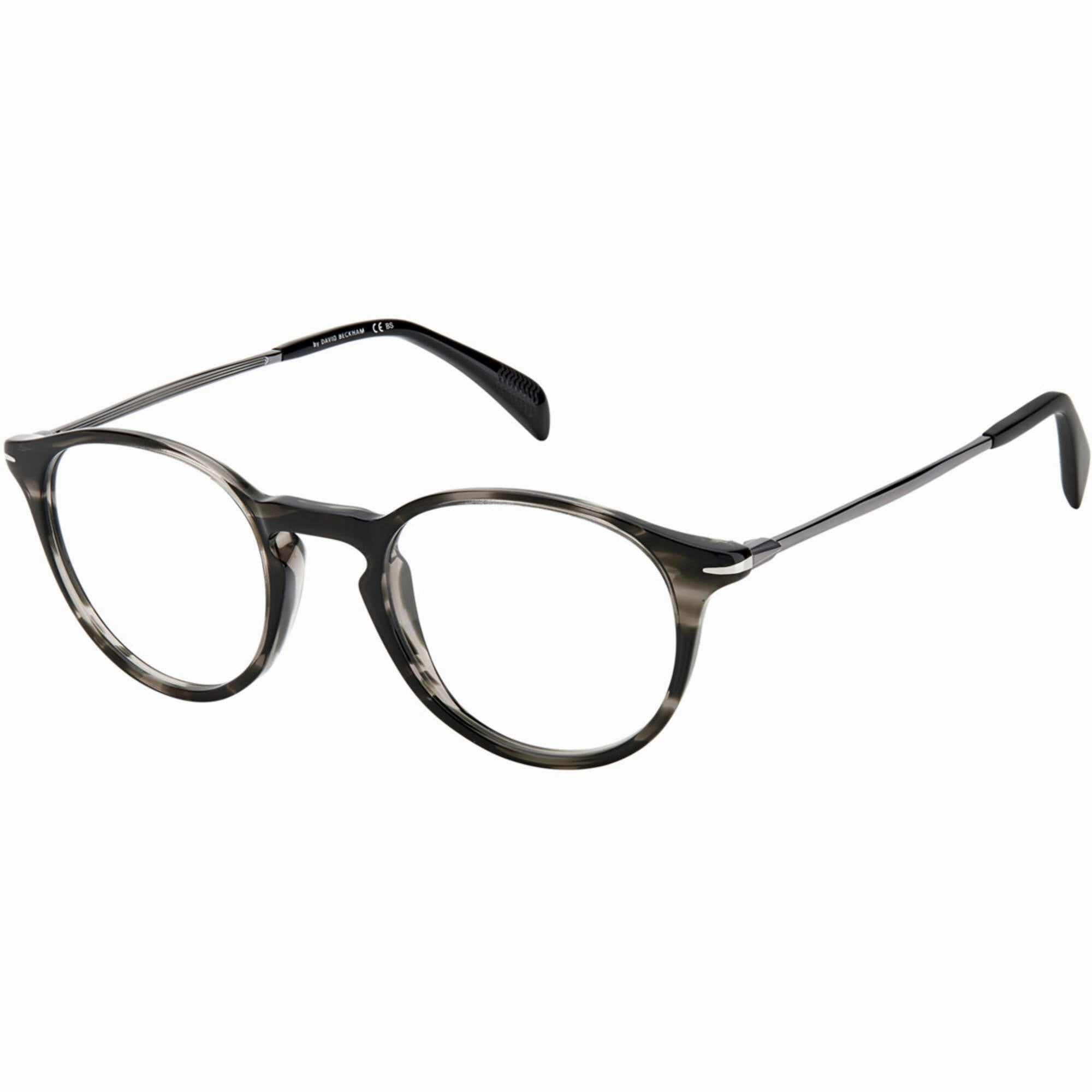 David Beckham Men's Eyeglasses - Grey Horn Acetate Full Rim Round Frame | DB 1049 02W8
