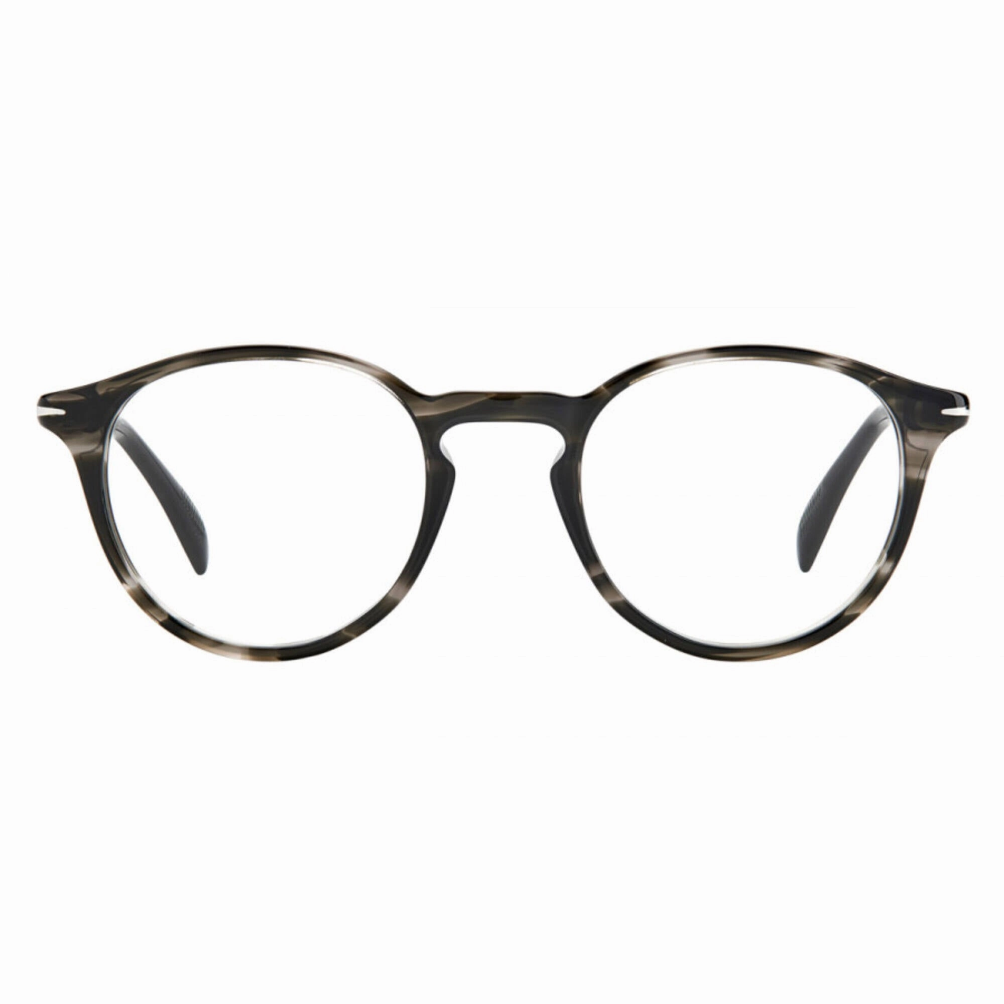 David Beckham Men's Eyeglasses - Grey Horn Acetate Full Rim Round Frame | DB 1049 02W8