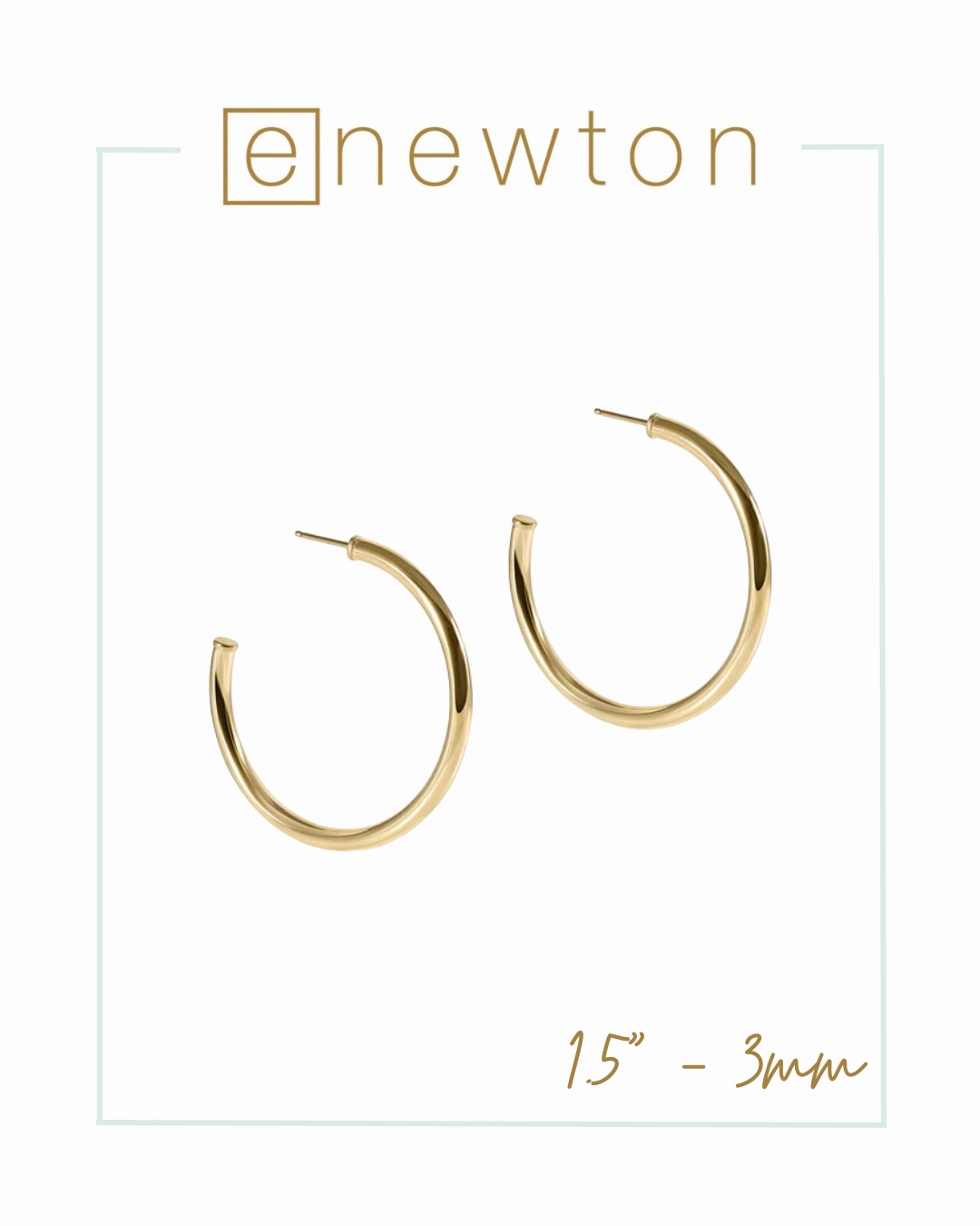 E Newton Round Gold Classic Post Hoop - Smooth