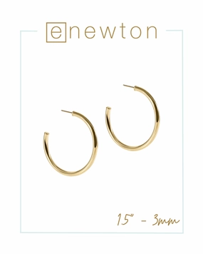 E Newton Round Gold Classic Post Hoop - Smooth