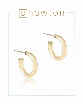 E Newton Round Gold Post Hoop 4mm - Smooth