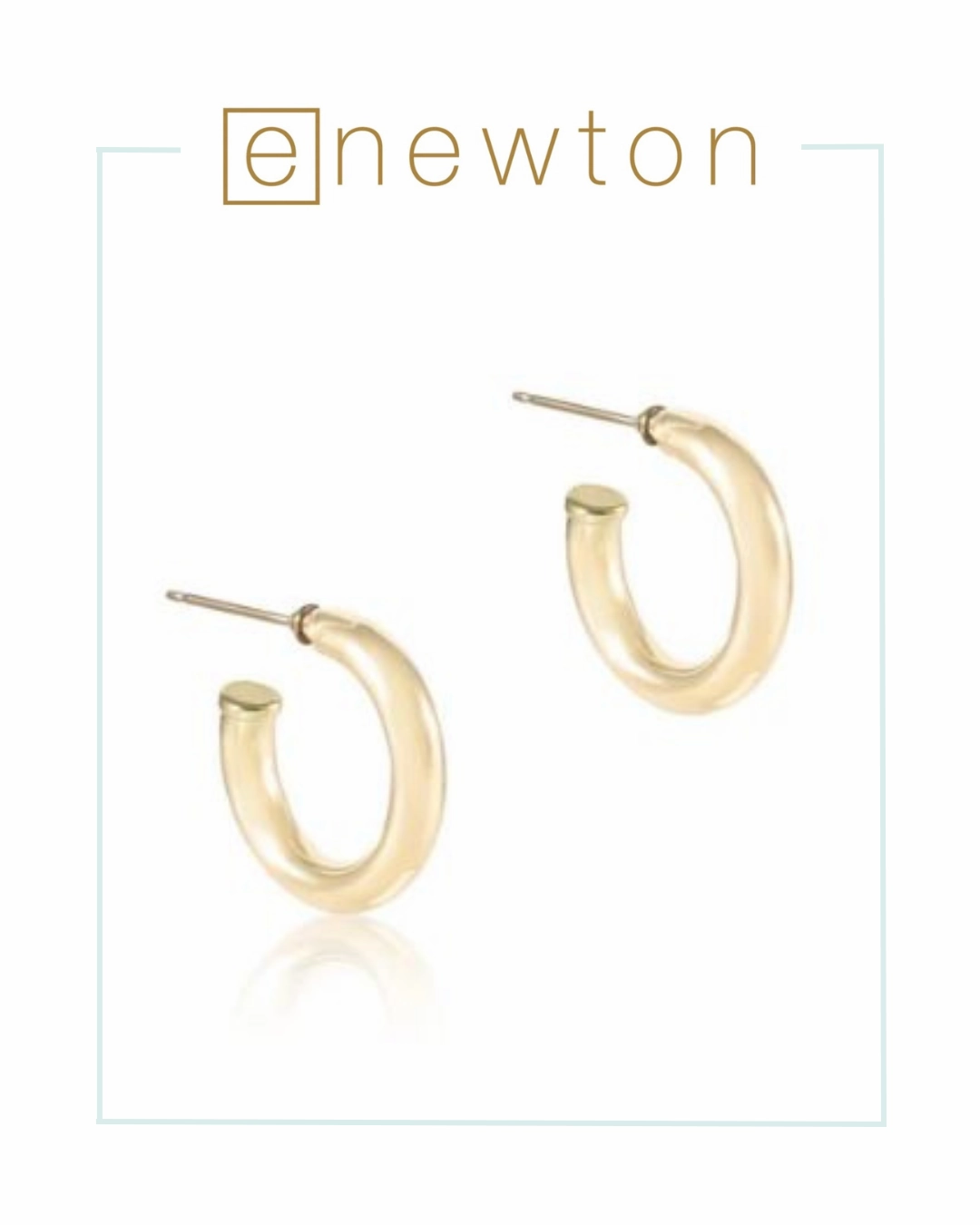 E Newton Round Gold Post Hoop 4mm - Smooth