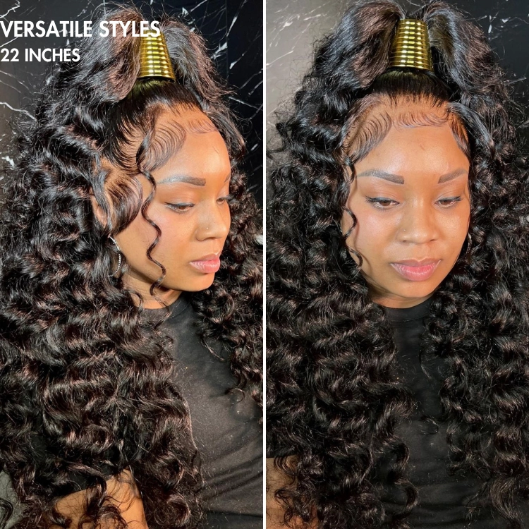 Exclusive Sale | 360 Lace Invisi Drawstring Super Natural Hairline Water Wave Free Part Human Hair Wig Pre-Cut Lace