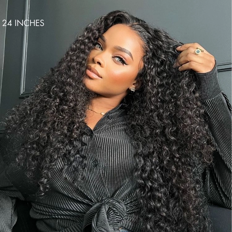 Exclusive Sale | 360 Lace Invisi Drawstring Super Natural Hairline Water Wave Free Part Human Hair Wig Pre-Cut Lace
