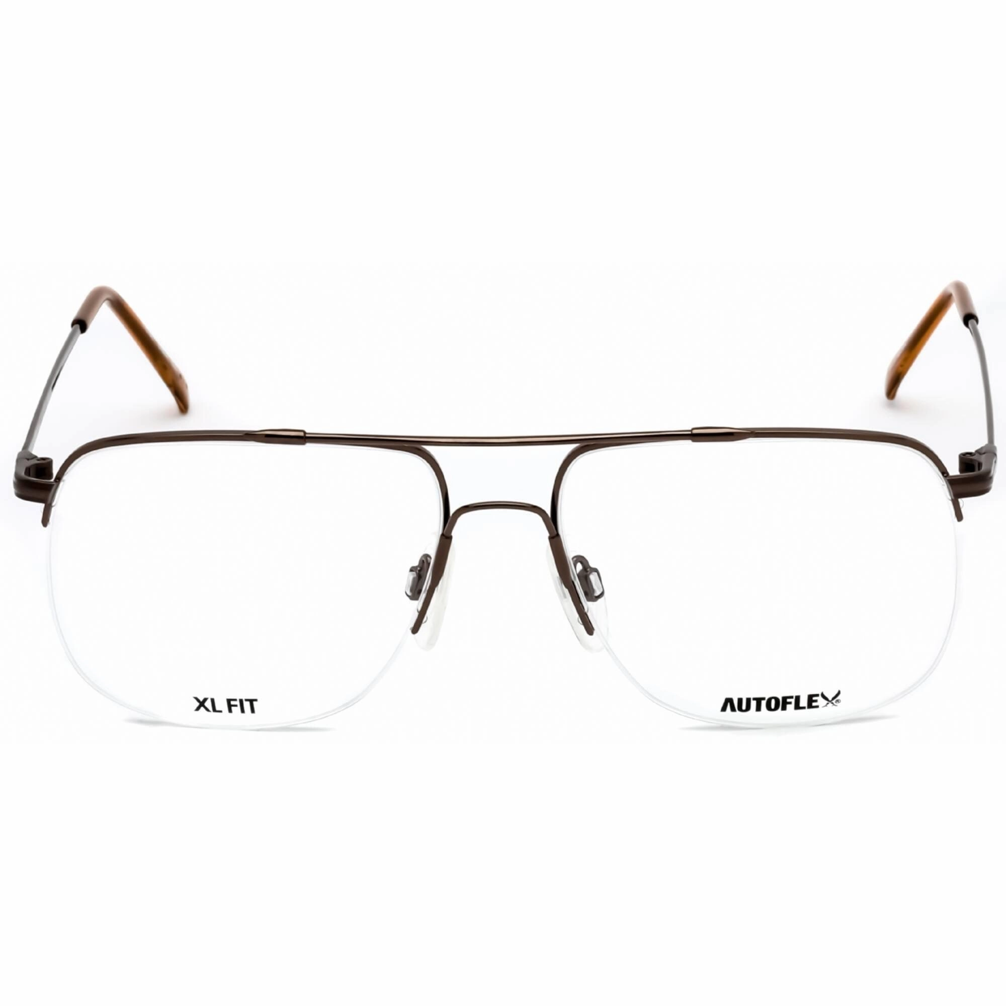 Flexon Unisex Eyeglasses - Half Rim Brown Metal Aviator Shape Frame | AUTOFLEX 17 200