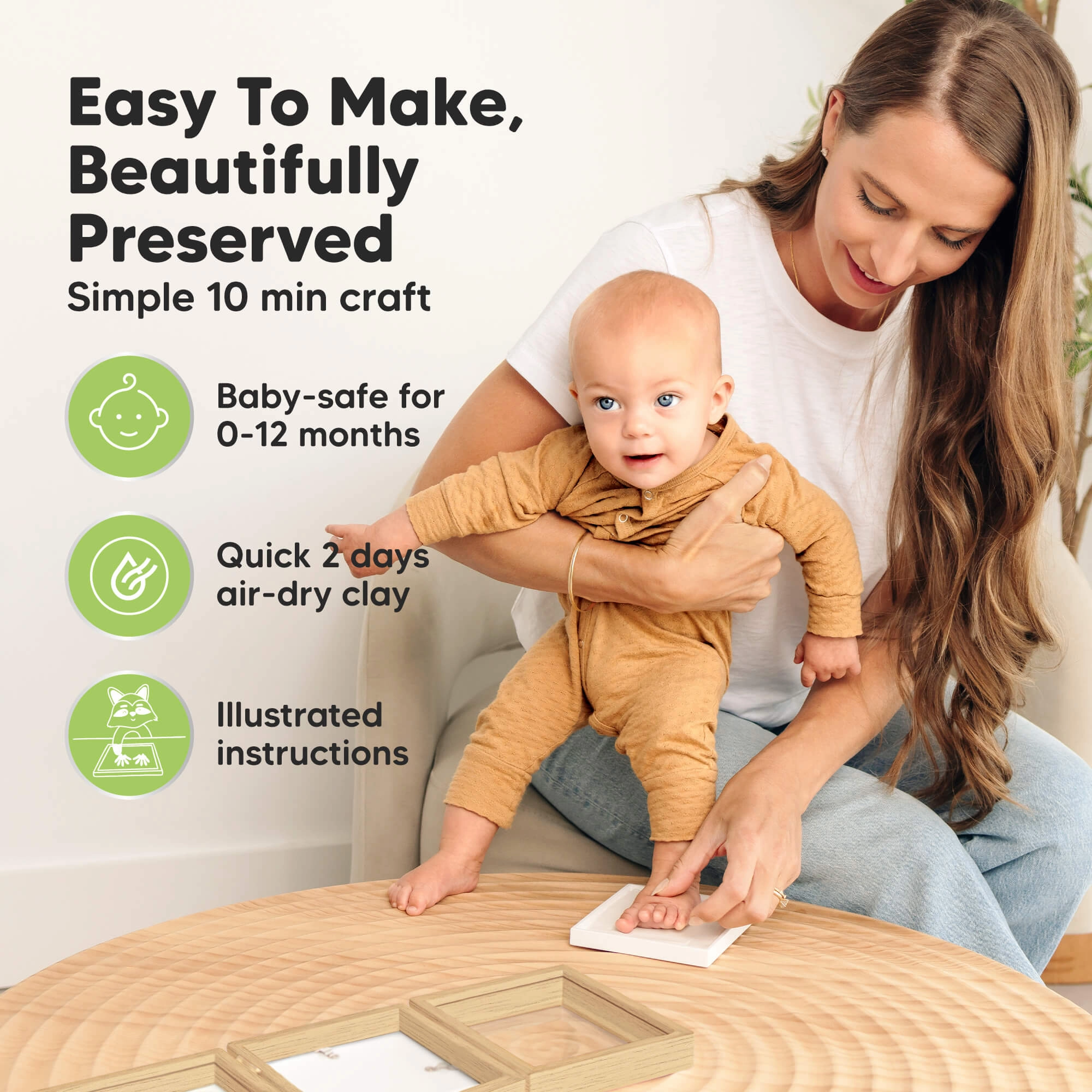 Fond Hand & Footprint Keepsake Frame (Ash Wood)