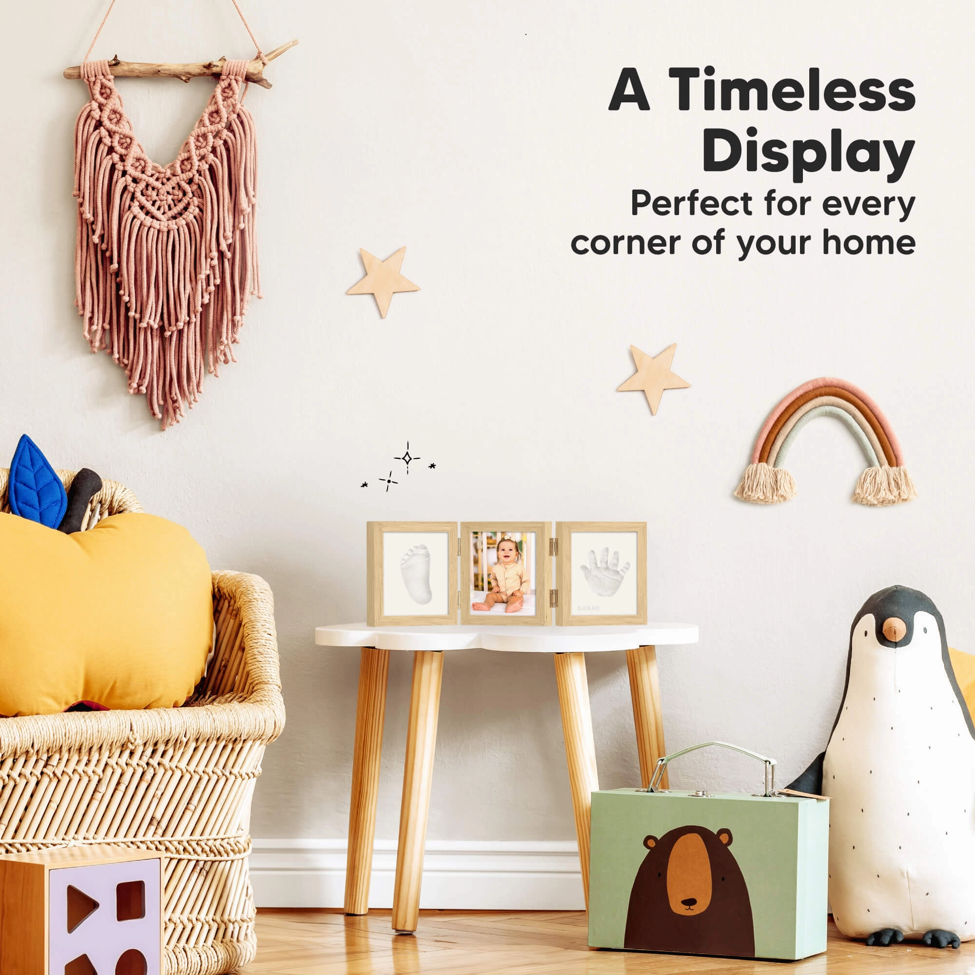 Fond Hand & Footprint Keepsake Frame (Ash Wood)