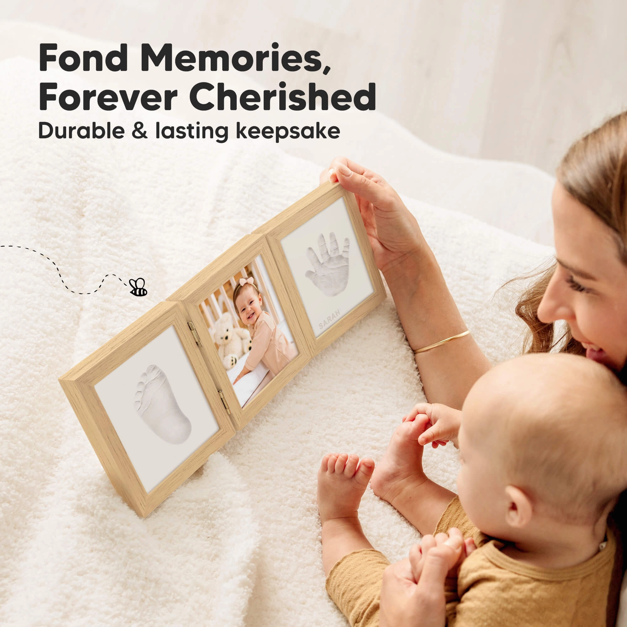 Fond Hand & Footprint Keepsake Frame (Ash Wood)