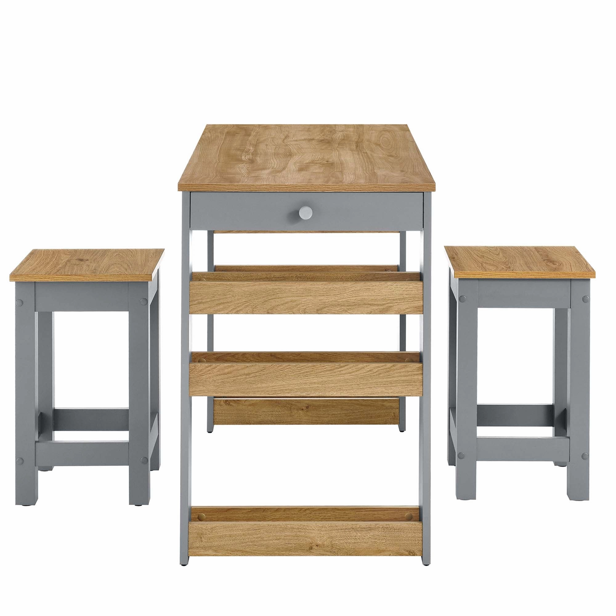 Galley 3-Piece Kitchen Island and Stool Set by Modway