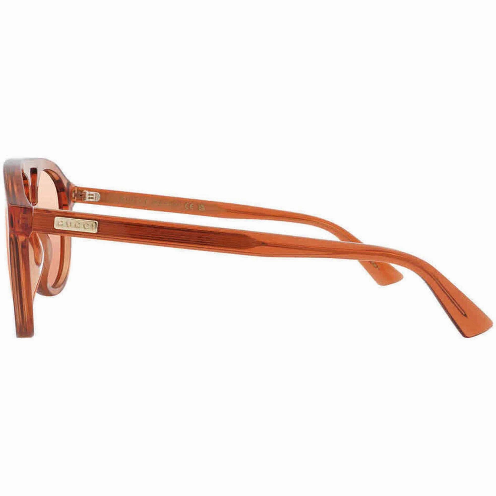 Gucci Men's Sunglasses - Orange Acetate Pilot Shape Frame Orange Lens | GG1320S 002