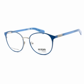 Guess Unisex Eyeglasses - Clear Lens Blue Silver Metal Round Shape Frame | GU8254 092
