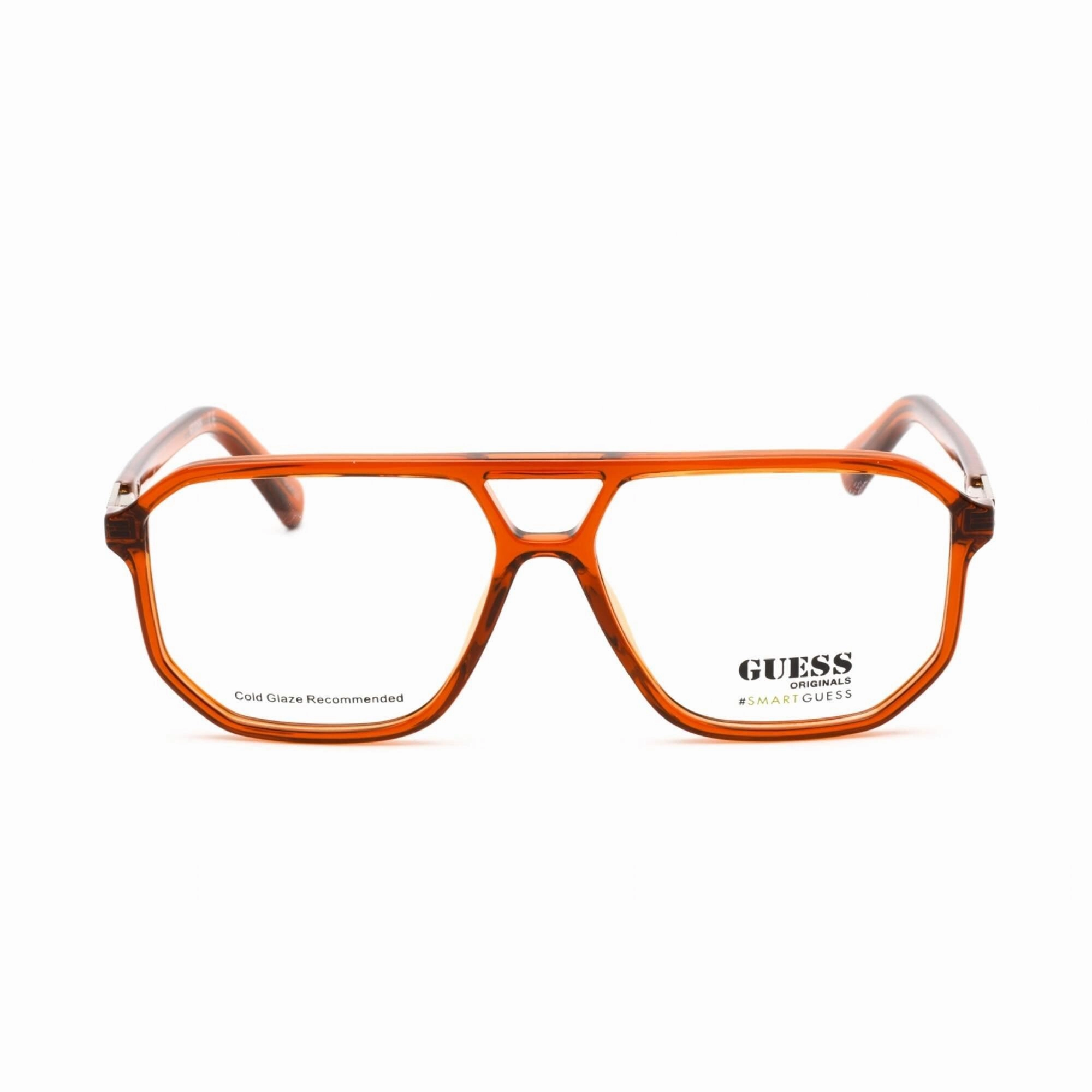 Guess Unisex Eyeglasses - Shiny Light Brown Plastic Aviator Shape Frame | GU8252 045