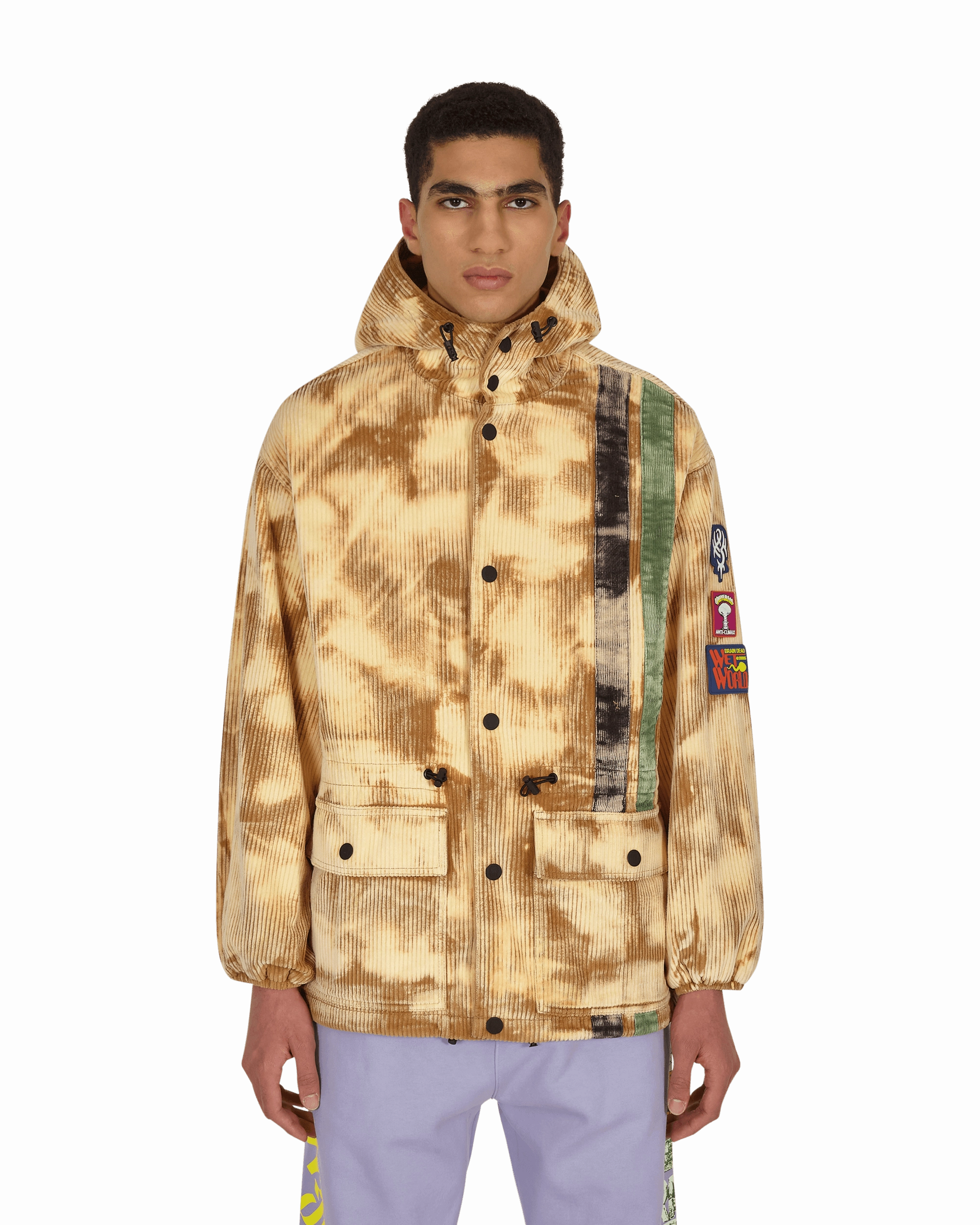 Hooded Corduroy Racing Jacket Beige