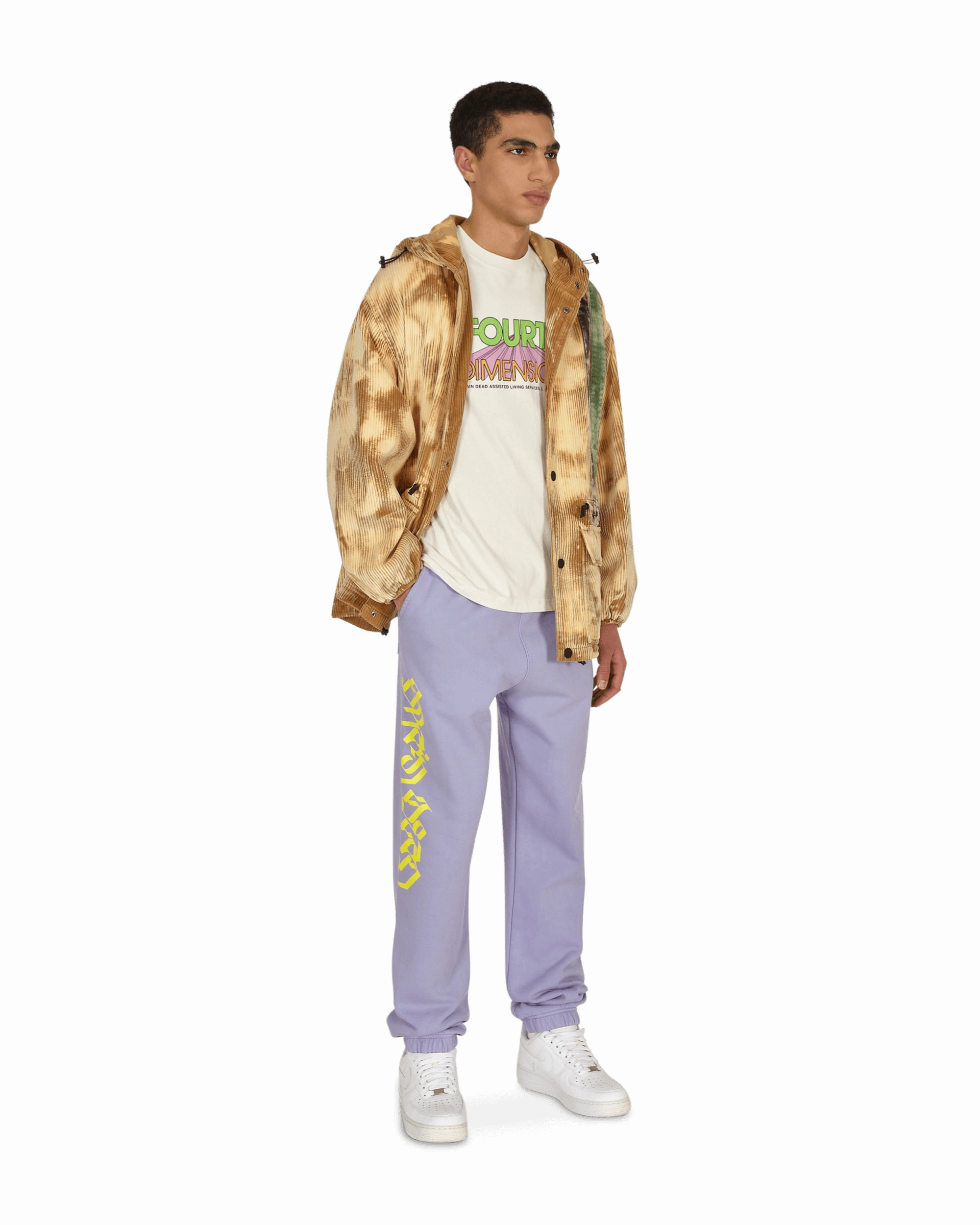 Hooded Corduroy Racing Jacket Beige