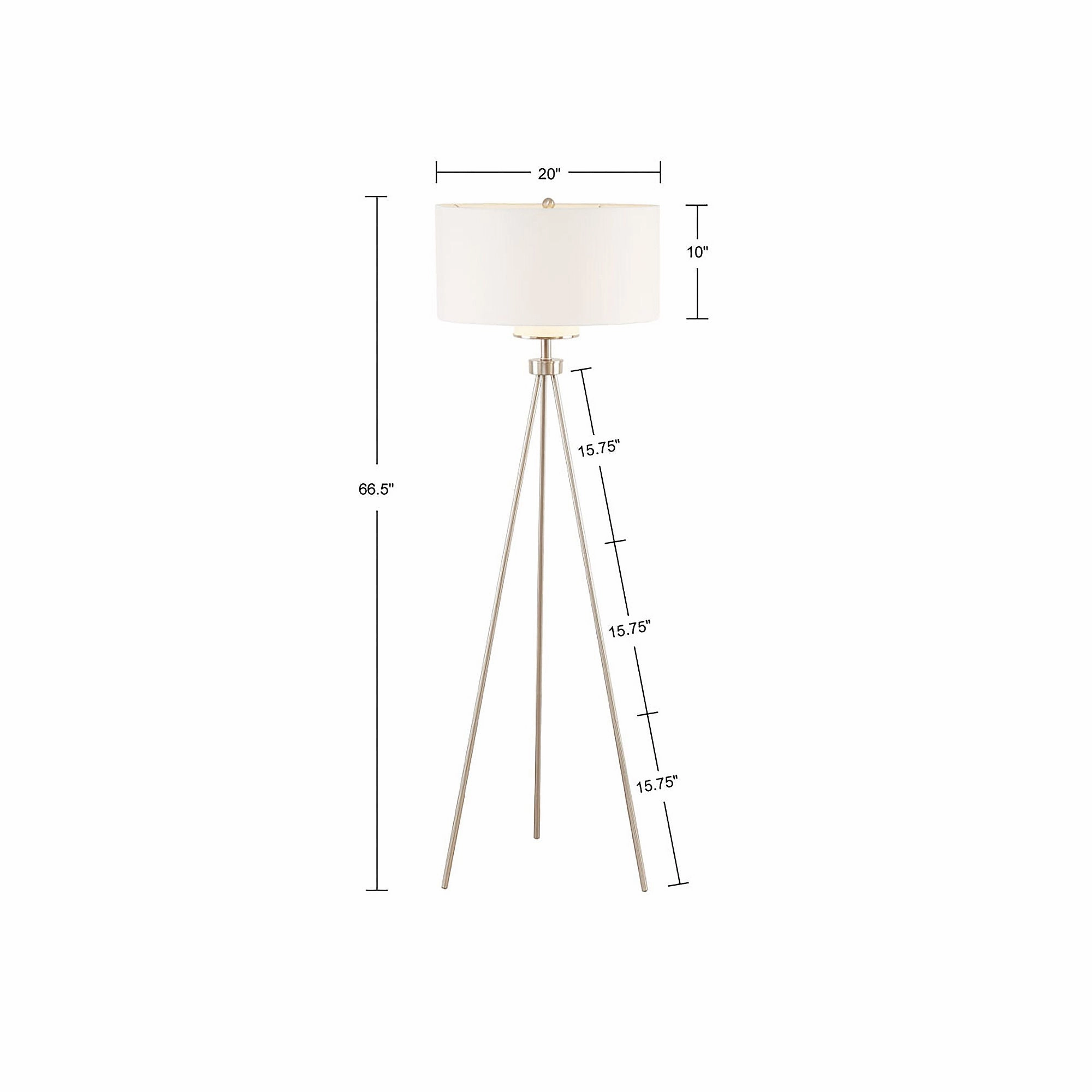 Ink   Ivy Ink Ivy Pacific Metal Tripod Floor Lamp With Glass Shade - SILVER ONE SIZE