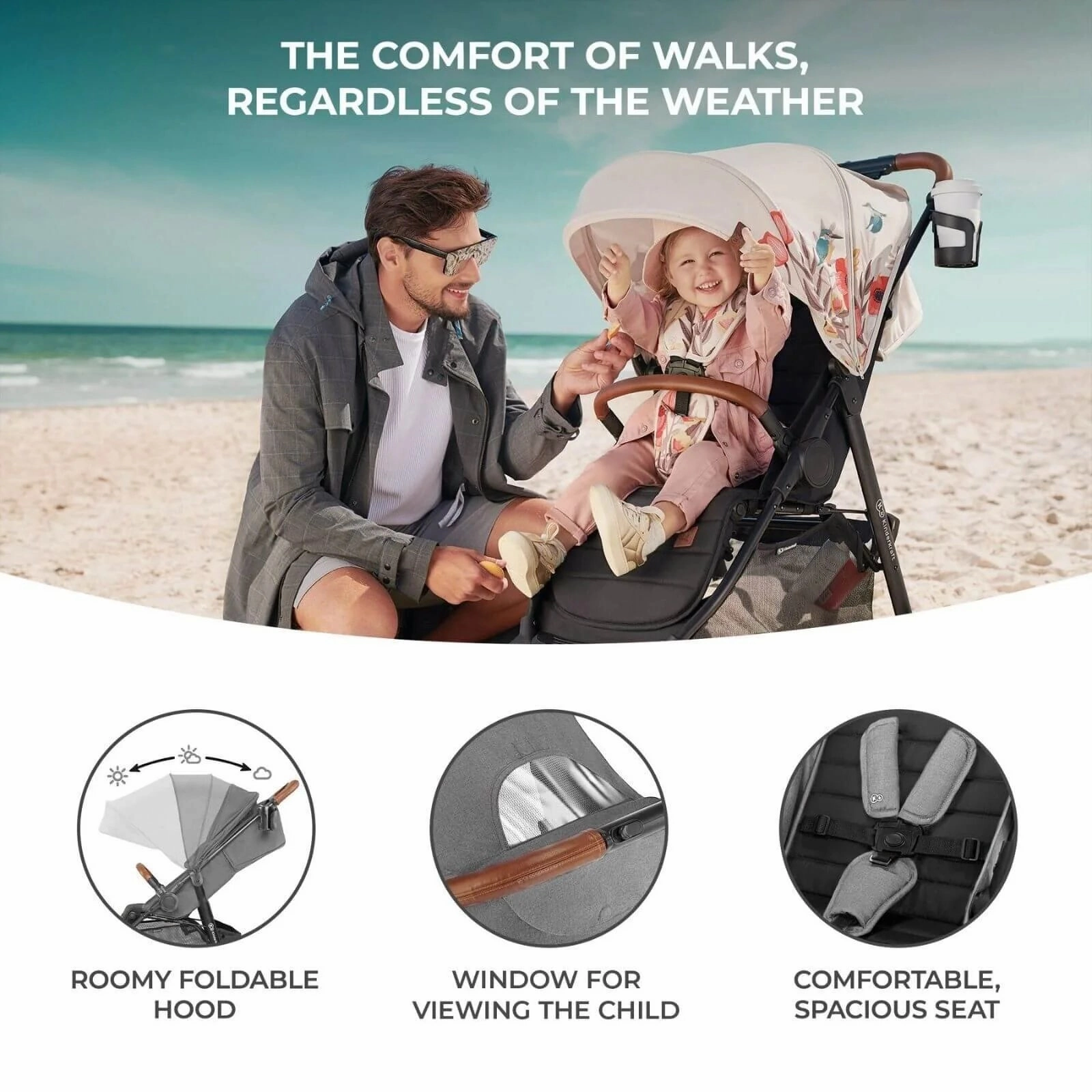 Kinderkraft Grande Plus Baby Stroller - Grey