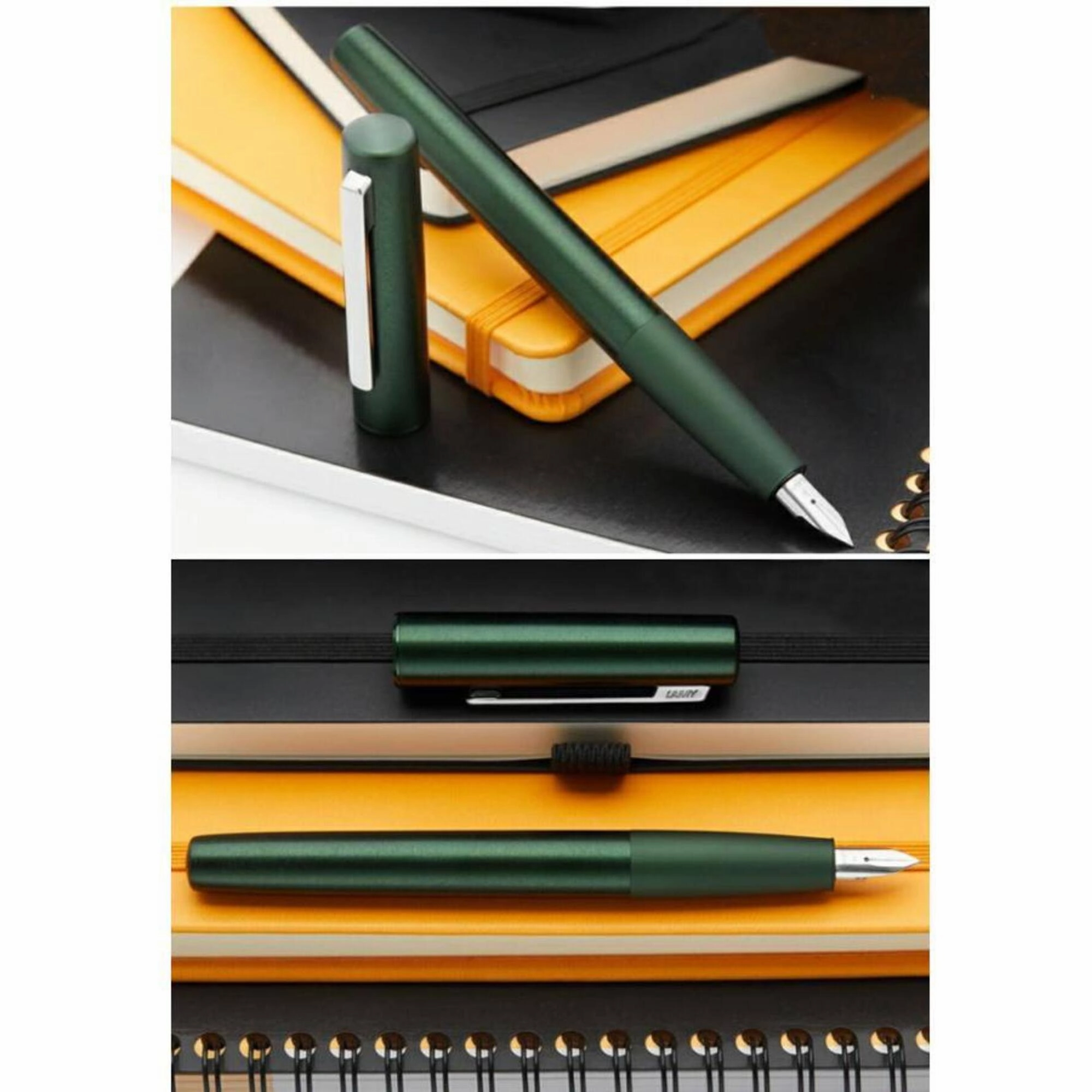 Lamy Fountain Pen - Aion Brushed Aluminium, Dark Green, Extra Fine | L77DGEF