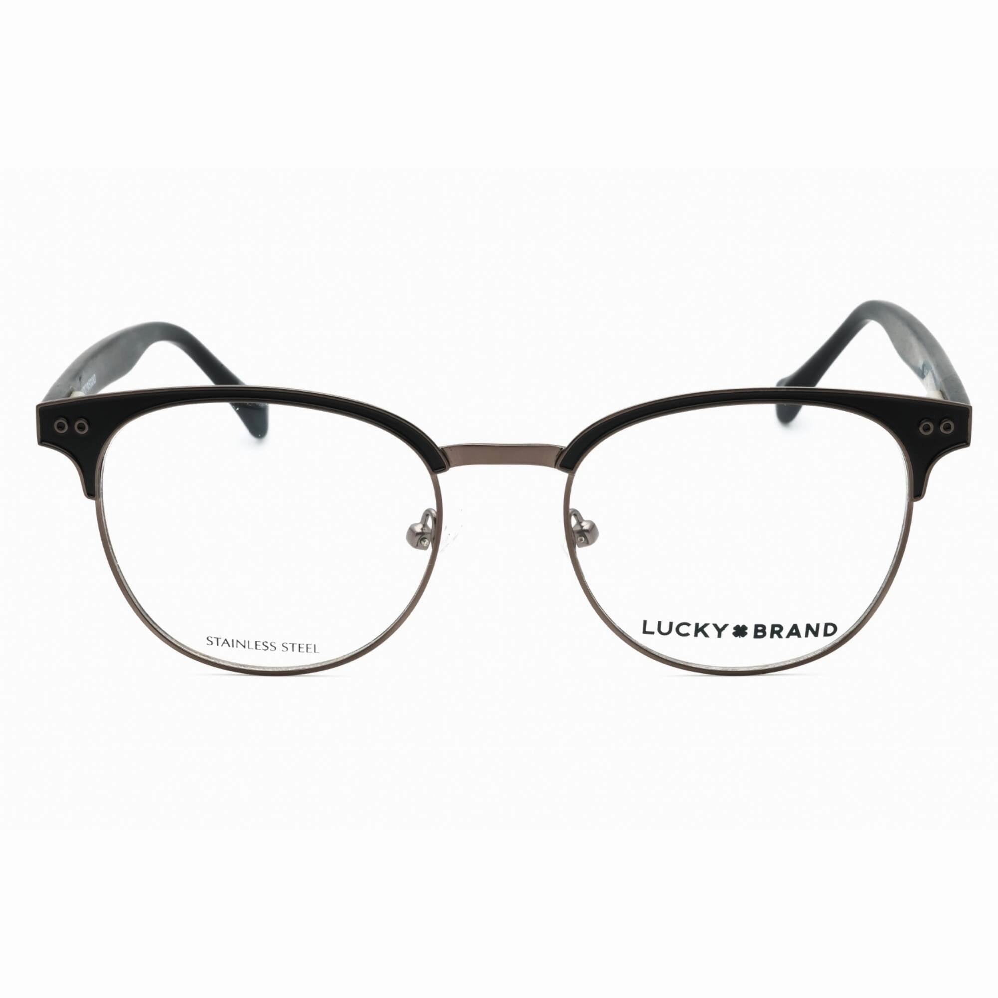 Lucky Brand Men's Eyeglasses - Black Metal Round Full Rim Frame Clear Lens | D306 BLA