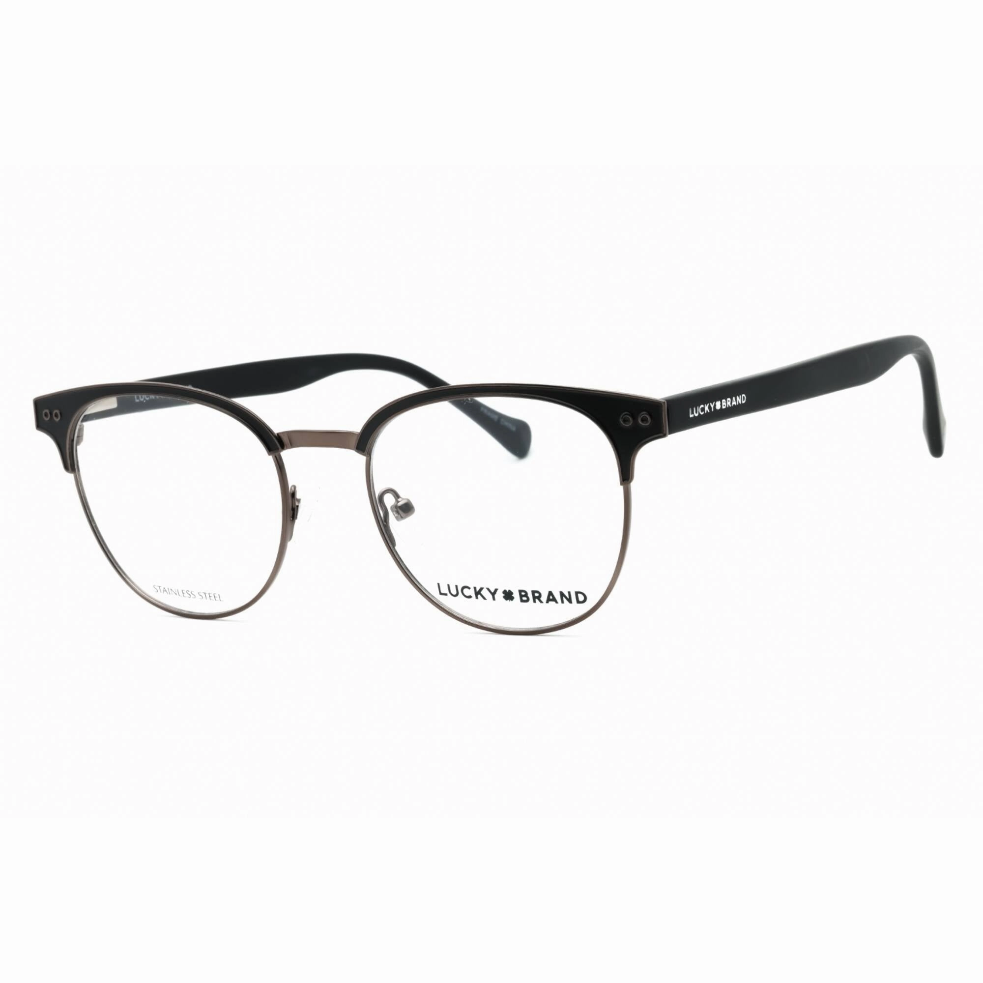 Lucky Brand Men's Eyeglasses - Black Metal Round Full Rim Frame Clear Lens | D306 BLA