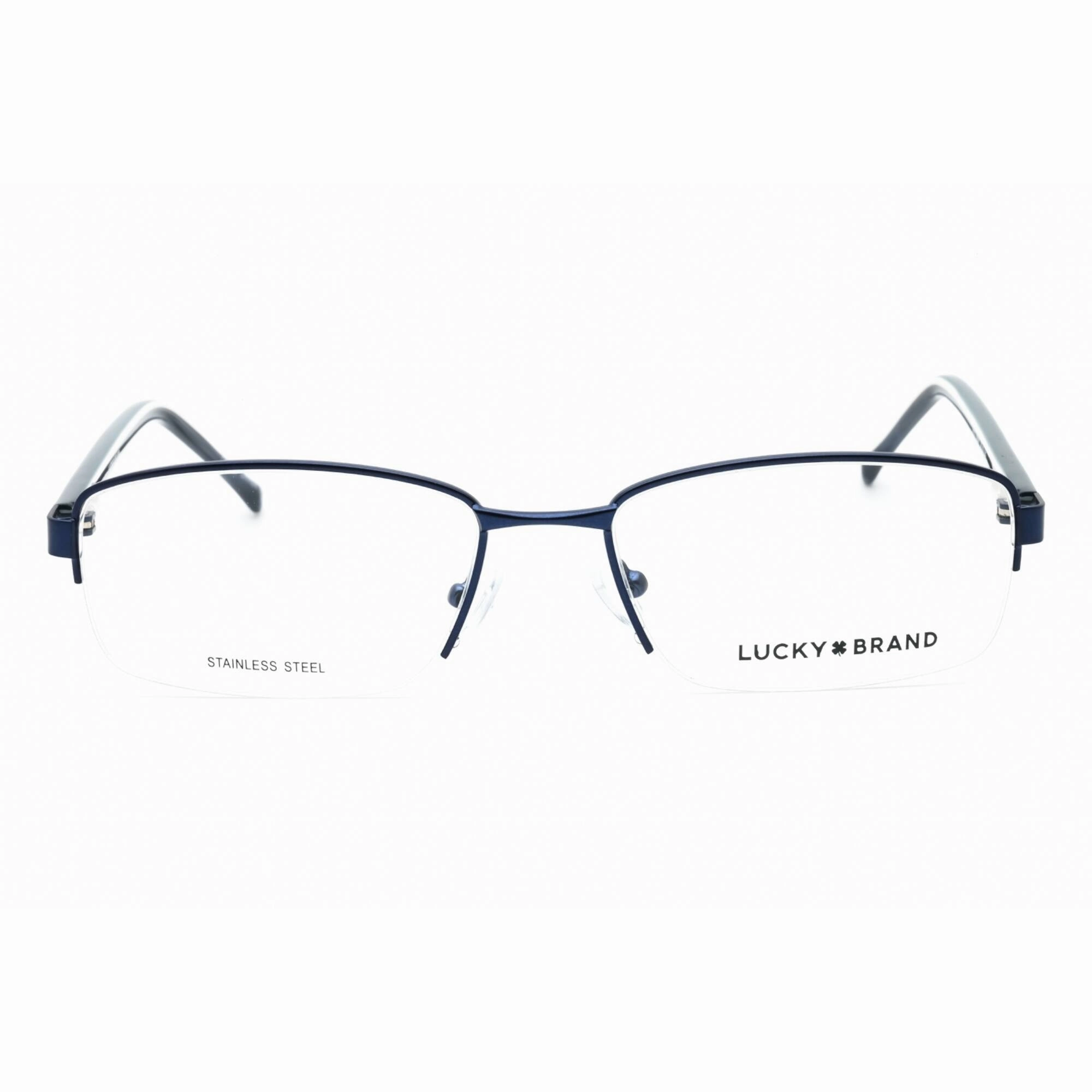 Lucky Brand Men's Eyeglasses - Navy Metal Rectangular Shape Half Rim Frame | D315 0NAV
