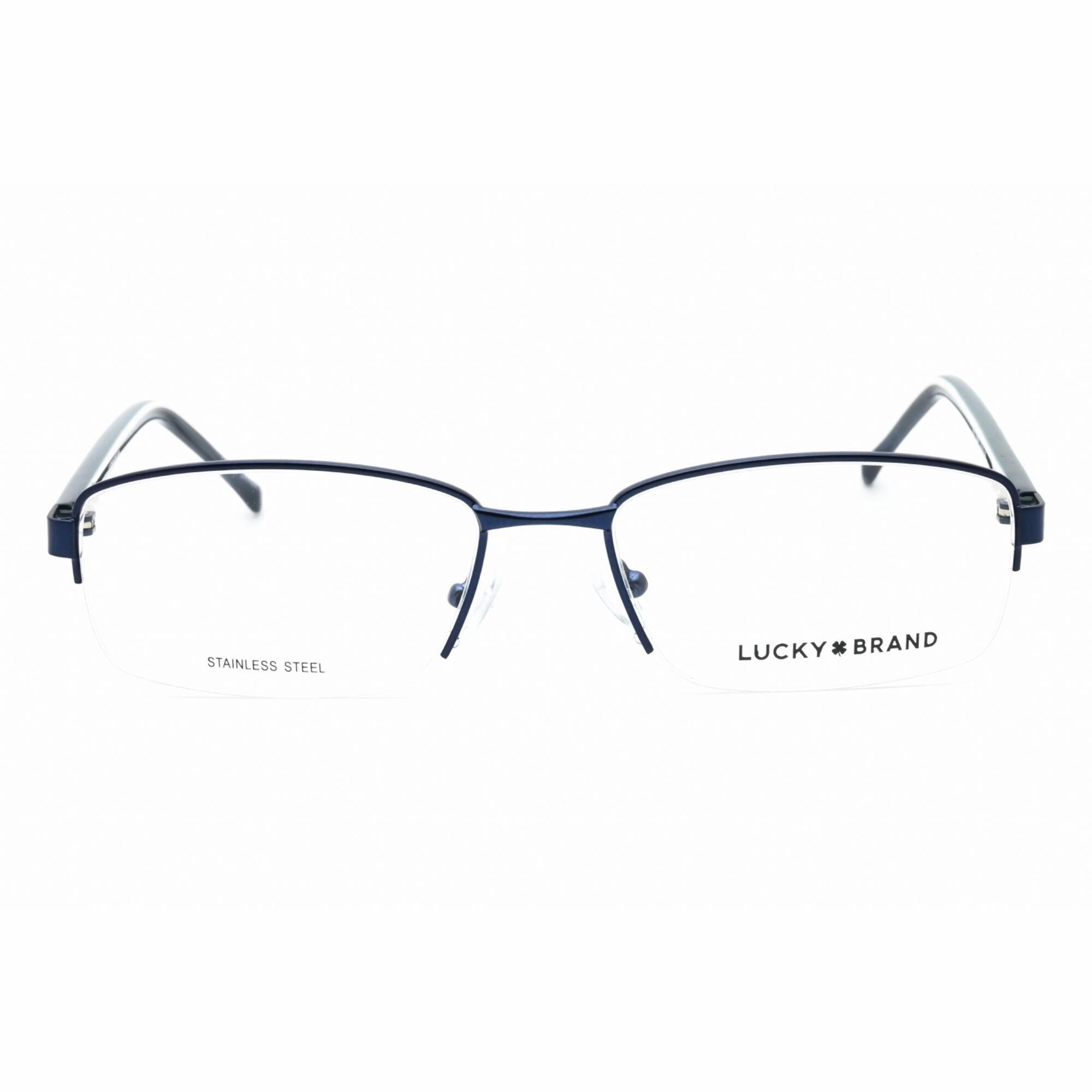 Lucky Brand Men's Eyeglasses - Navy Metal Rectangular Shape Half Rim Frame | D315 0NAV
