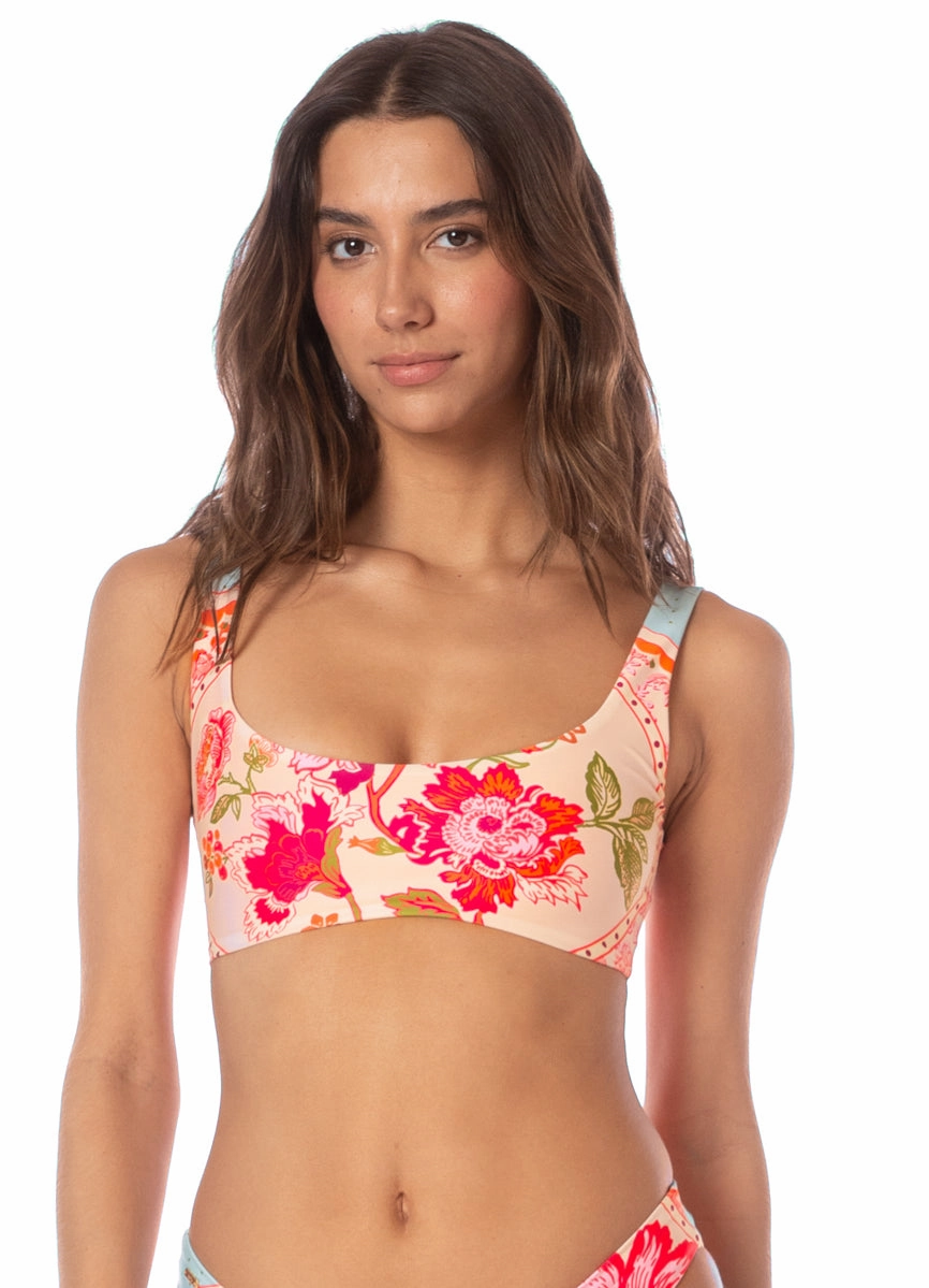 Maaji Floral Groove Dazzle Lace Up Bralette Bikini Top