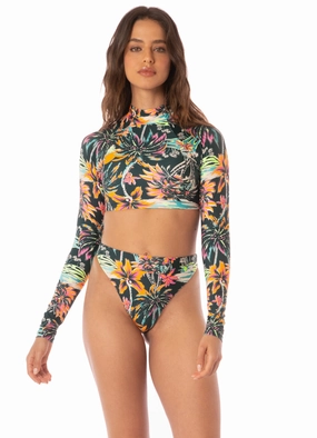 Maaji Funky Fiesta Verbena Long Sleeve Crop Top Bikini Top